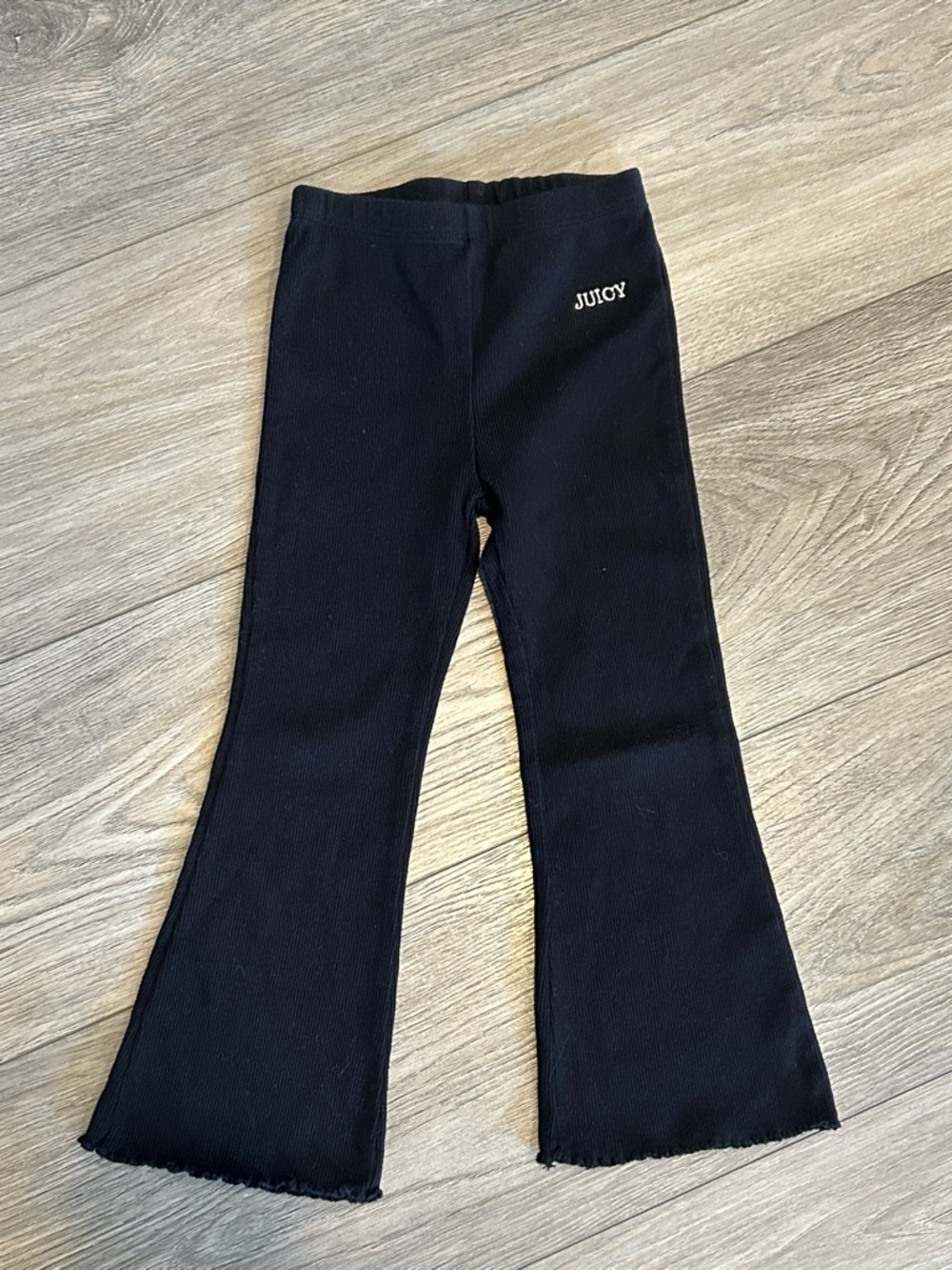 Juicy Couture‎ Kids Black Ribbed Flared Leggings Size 4T